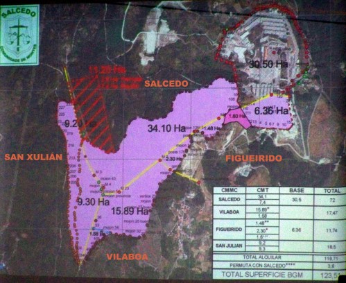 Mapa do preacordo con Defensa aprobado pola Comunidade de Montes de Salcedo.