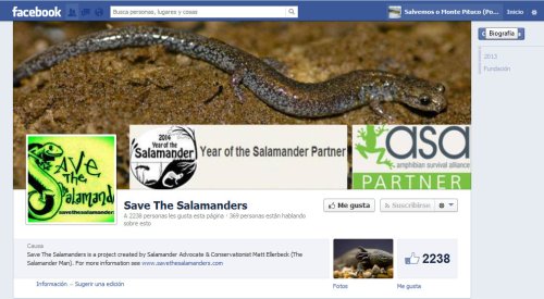 Save the salamanders, en Facebook