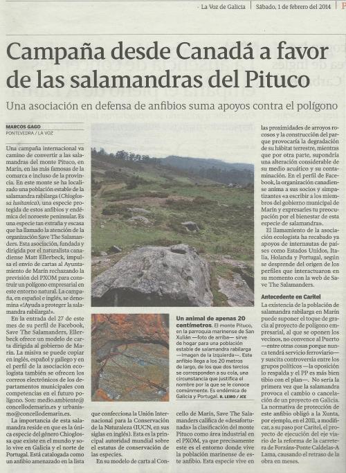 La Voz, 1 de febreiro de 2014.