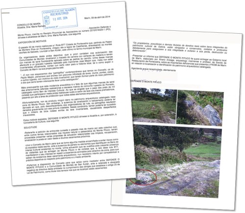 Escrito presentado no Concello de Marín.