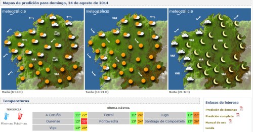 Previsión de Meteogalicia para o 24 de agosto.