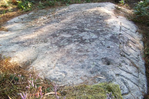Petroglifo histórico "mutilado" por Pepito Meijón coa palabra "muerte".