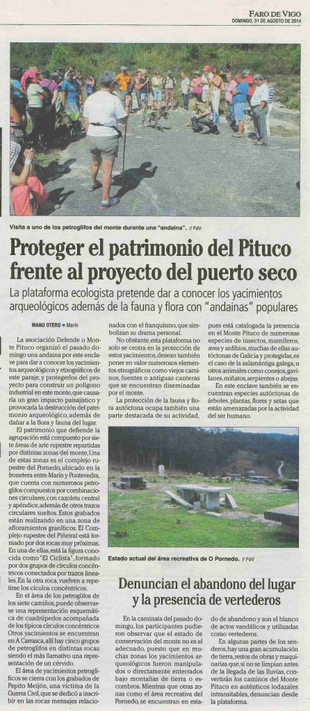 Faro de Vigo, 31 de agosto 2014.