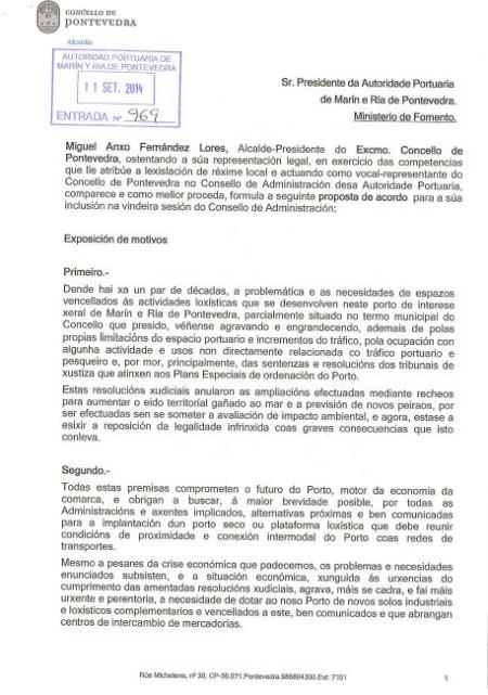 Carta do alcalde de Pontevedra.