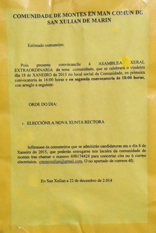 2º anuncio da Comunidade de Montes.