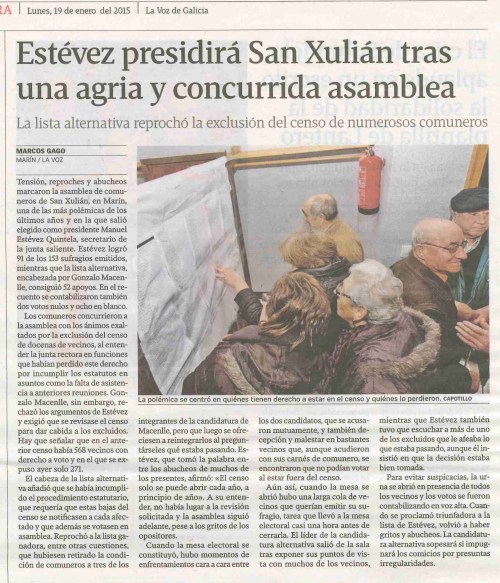 La Voz, 19 de xaneiro 2015.