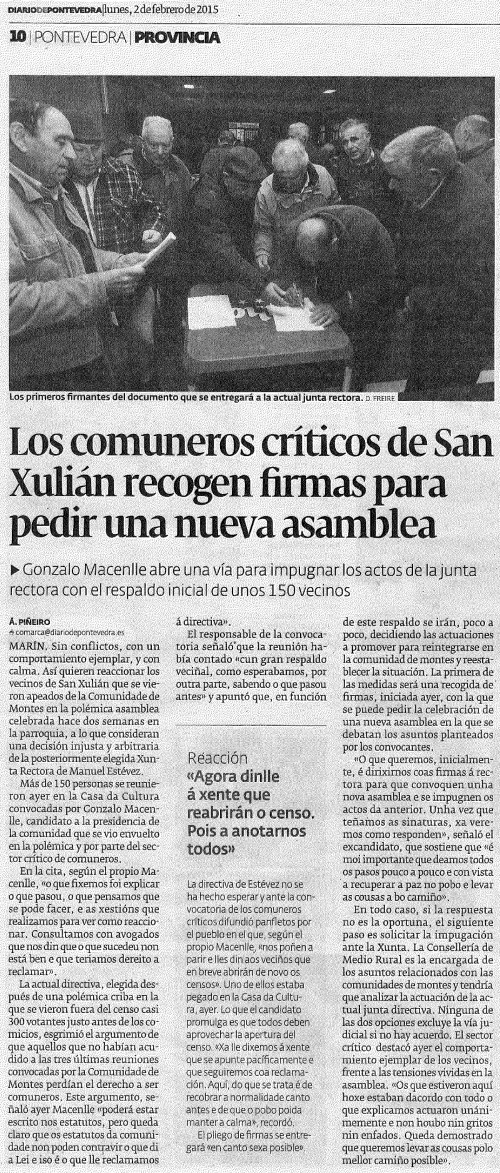 Diario, 2 febreiro 2015.