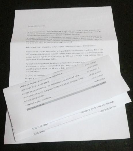 Carta da directiva da Casa de Montes de San Xulián.