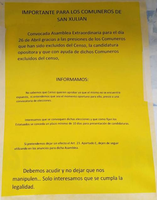 Panfleto dos opositores.