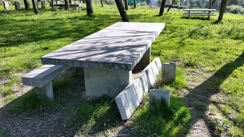 Banco roto na arboreda do Pituco.