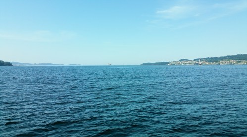 Navegando pola ría de Pontevedra.