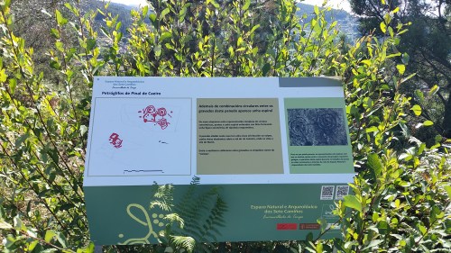 Panel informativo do petroglifo de Pinal de Caeiro.