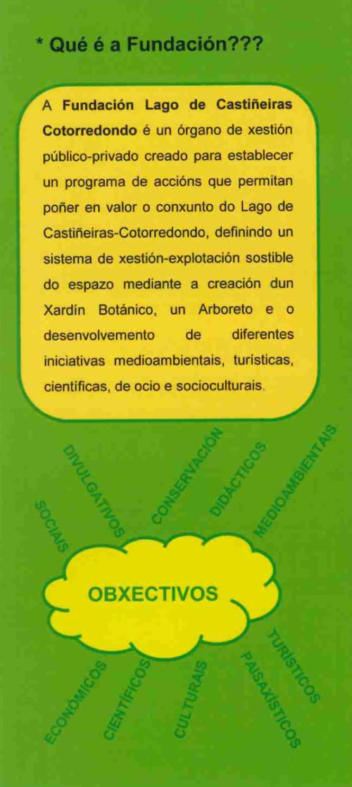 Tríptico informativo da Fundación Lago Castiñeiras.