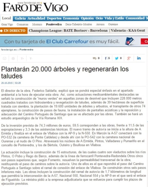 Faro de Vigo, 20 outubro 2015