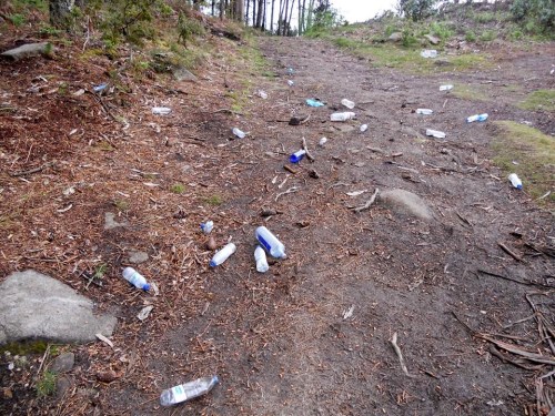 Restos de envases sementados polo chan. (Foto: M. López)