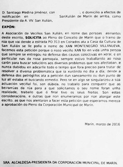 Recollida de sinaturas: Xan Montenegro