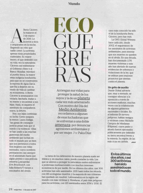 "Ecoguerreras", Mujer Hoy, 3 xuño 2017