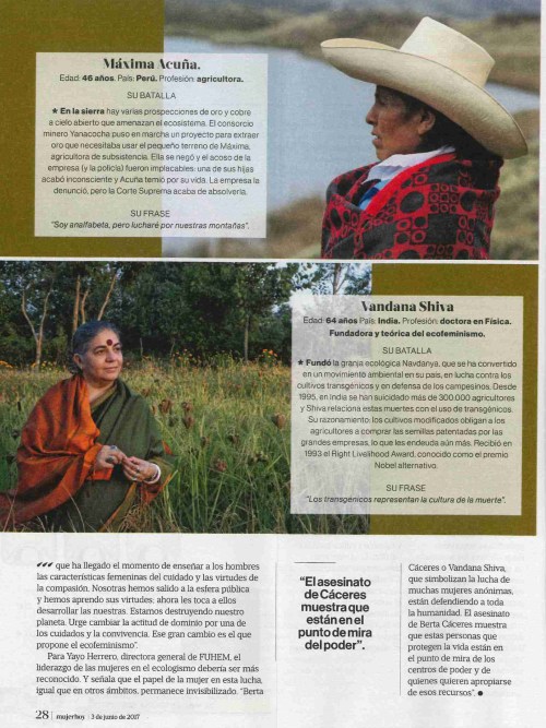 "Ecoguerreras", Mujer Hoy, 3 xuño 2017