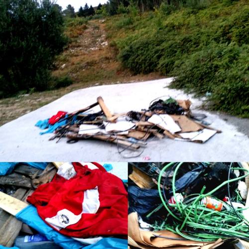 Verquido de lixo no acceso ao Monte Pituco