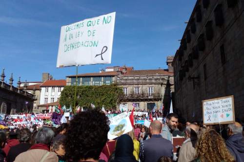 En Compostela, na manifestación contra a 'Lei Depredación'.