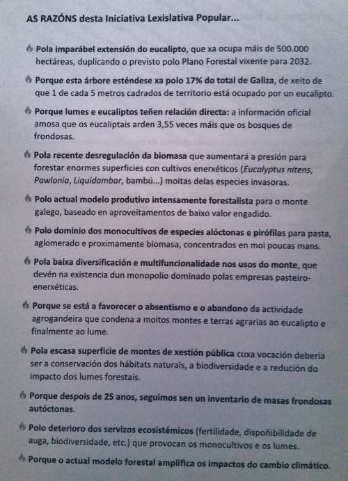 Sinaturas de apoio á ILP polo bosque autóctono