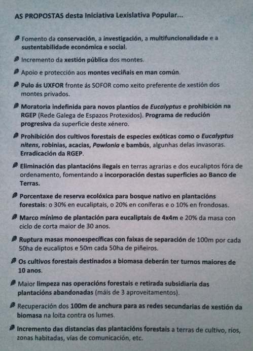 Sinaturas de apoio á ILP polo bosque autóctono