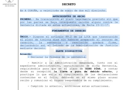 Sentenza FIRME contra o polígono industrial do PXOM de Marín