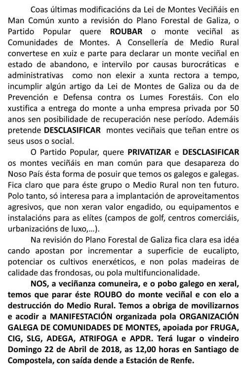 Manifesto a prol do monte veciñal