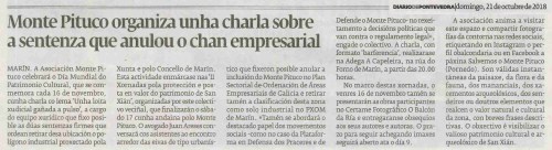 Diario de Pontevedra. 21 outubro 2018