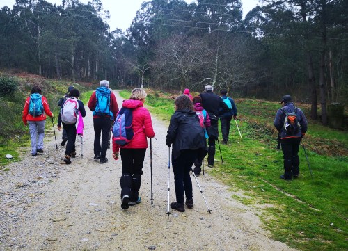 Ruta polo Espazo Sete Camiños con sendeiristas de Negreira, Compostela e Cerceda