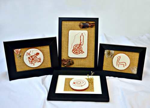 Pezas cerámicas con motivos rupestres do Pornedo. Coa colaboración de Alén das Olas (Marín).