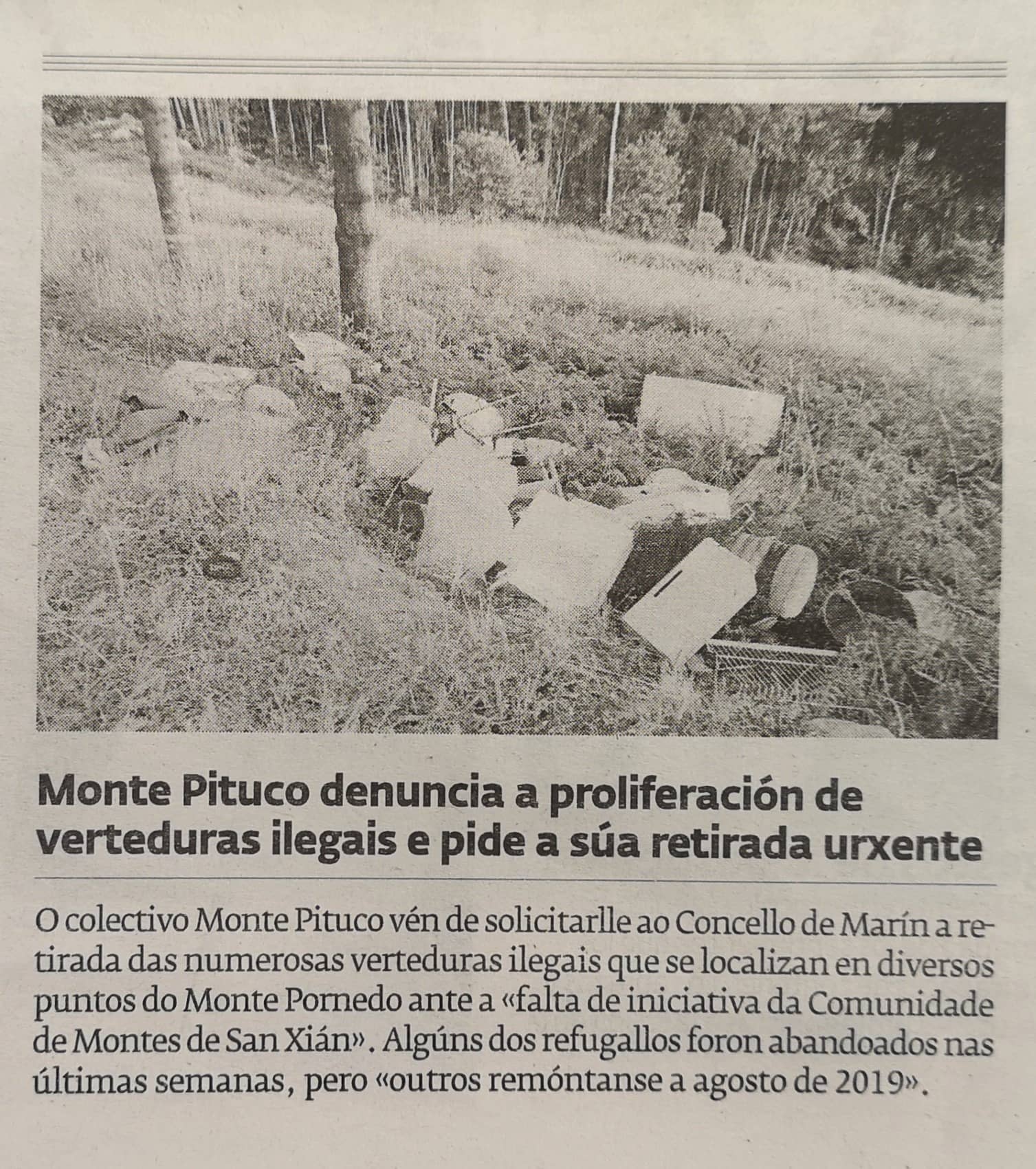 Vertidos no Pornedo: Diario de Pontevedra, 8 agosto 2020