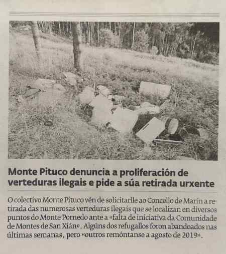 Vertidos no Pornedo: Diario de Pontevedra, 8 agosto 2020