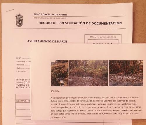 Denuncia perante o Concello de Marín pola proliferación de verteduras